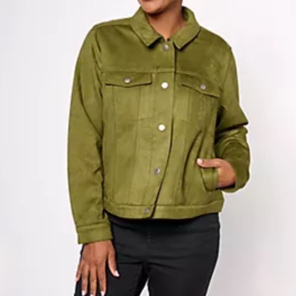 NWT Denim & Co. Adaptive Classic Faux Suede Jacket 3XL